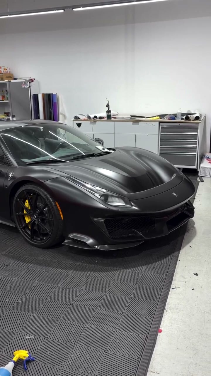 Ferrari 488 Pista finished in satin black at the Q Spec shop
